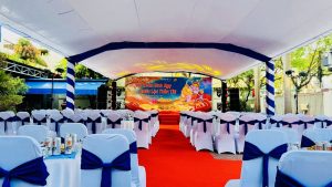 Không gian sân khấu và hệ thống âm thanh ánh sáng Hội Xuân Bính Ngọ Rước Lộc Thần Tài của Bảo Việt